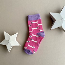 Girls Bamboo Sausage Dogs Socks in Bright Pink 2-3 Years Girls Bamboo Sausage Dogs Socks in Bright Pink 2-3 Years