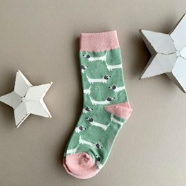 Girls Bamboo Sausage Dogs Socks in Mint 4-6 Years