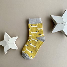 Girls Bamboo Sausage Dogs Socks in Yellow 2-3 Years Girls Bamboo Sausage Dogs Socks in Yellow 2-3 Years