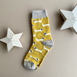 Girls Bamboo Sausage Dogs Socks in Yellow 4-6 Years Girls Bamboo Sausage Dogs Socks in Yellow 4-6 Years