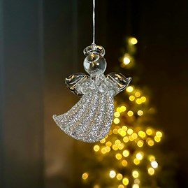 Glass Angel Glitter Skirt Hanging Christmas Decoration