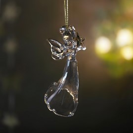 Glass Angel with Floaty Dress Hanging Christmas Decoration