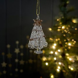 Glass Gold Garland Christmas Tree Hanging Decoration Glass Gold Garland Christmas Tree Hanging Decoration
