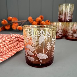 Glass Tea Light Holder with Seed Heads Design Gisela Graham Halloween Gifts Seasonal Gifts Home Fragrance Gifts Glass Tealight Holder