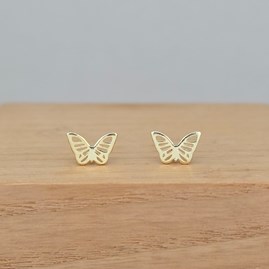 Gold-Plated Cut Out Butterfly Stud Earrings Sterling Silver Gold Plated Butterfly Earrings Jewellery Studs Nature Wildlife Insects Gifts For Her
