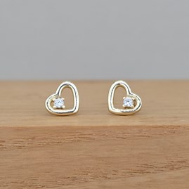Gold-Plated Open Heart with CZ Stud Earrings Sterling Silver Gold Plated CZ Stone Stud Earrings Wedding Jewellery Gifts For Her
