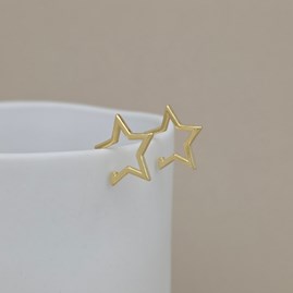 Sterling Silver Gold Plated Open Star Stud Earrings Jewellery Gifts For Her