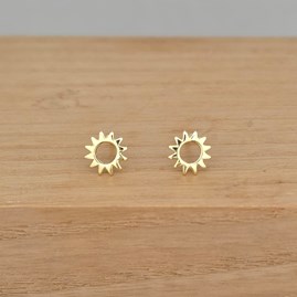 Gold-Plated Open Sunshine Stud Earrings Sterling Silver Sun Studs Spikey Earrings Round Gifts For Women Jewellery Gifts Gold Plated
