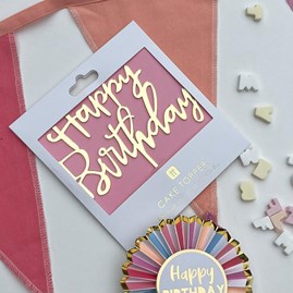 Gold 'Happy Birthday' Cake Topper Gold 'Happy Birthday' Cake Topper