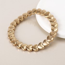Golden Worn Small Hearts Stretch Bracelet Silver Plated Costume Fashion Jewellery Bracelet Gold Plated Heart Elasticated Bracelet