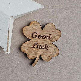 'Good Luck' Clover Leaf Pocket Token Wooden Sentiment Token Wooden Keepsake Gift Sentiment Gifts Pocket Token Gift