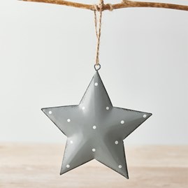 Grey Metal Dotted Star Hanging Decoration Christmas Hanging Decorations Festive Gifts Metal Gifts Hanging Metal Star