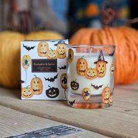 Halloween Pumpkin & Spice Scented Glass Jar Candle Halloween Gifts Home Fragrance Gifts Scented Candles Halloween Candles