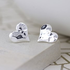 Hammered Heart Stud Earrings Hammered Heart Stud Earrings