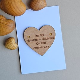 Wooden Handmade Sentiment Token Gifts Anniversary Cards Gifts For Men Husband Anniversary