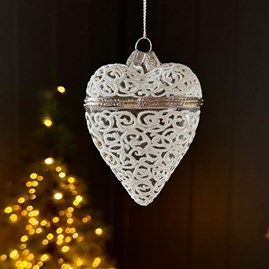 Hanging Glass Opening Heart Christmas Tree Bauble