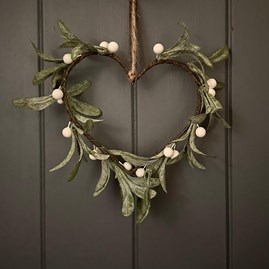 Hanging Mistletoe Heart Christmas Decoration