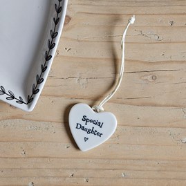 Hanging Porcelain Small Heart 'Special Daughter'
