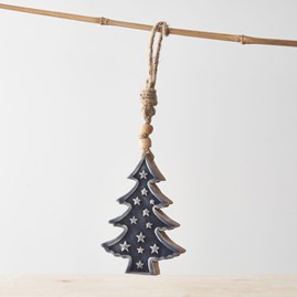 Hanging Wood and Enamel Tree with Stars Hanging Wood and Enamel Tree with Stars