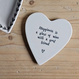 'Happiness Is...' Porcelain Coaster Home Decorations Homeware Gifts Sentiment Keepsake Gifts Porcelain Gifts Coaster