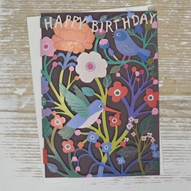 Stunning Unique Birds Birthday Card Lasercut Greetings Card Flowers Floral