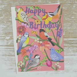 'Happy Birthday' Bright Birds Lasercut Card