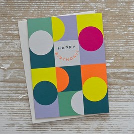 Happy Birthday Greetings Card Bright Colours Circle Design Gifts For Birthdays