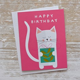 Bright Colourful Greetings Card Children Happy Birthday Cat Card