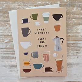 'Happy Birthday' Coffee Pots Card 'Happy Birthday' Coffee Pots Card