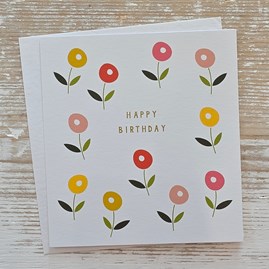 'Happy Birthday' Flowers Card Floral Greetings Card Gifts For Birthdays