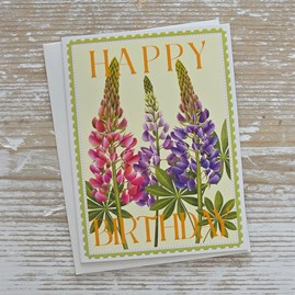 'Happy Birthday' Hollyhocks Card Happy Birthday Greetings Card Hollyhocks Flowers Floral Design Gifts For Birthdays