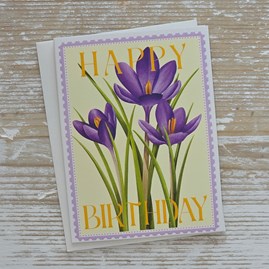 Happy Birthday Greetings Card Purple Iris Flowers Floral Design Gifts For Birthdays