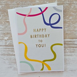 'Happy Birthday' Ribbons Card Happy Birthday Greetings Card Ribbons Design Gifts For Birthdays
