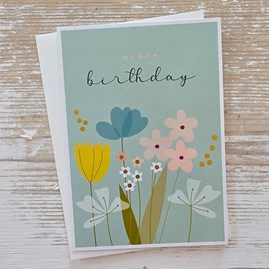 'Happy Birthday' Wild Flowers Card Greetings Card Floral Cards Gifts For Birthdays