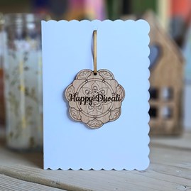 'Happy Diwali' Hanging Decoration and Card Diwali Gifts Wooden Sentiment Token Gifts Keepsake Gifts Religious Gifts Diwali Cards