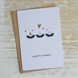 'Happy Diwali' Hearts And Candles Card Happy Diwali Greeting Card Celebration Cards