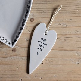 'Happy Ever After...' Porcelain Hanging Heart Home Decorations Homeware Gifts Sentiment Keepsake Gifts Porcelain Gifts Hanging Heart