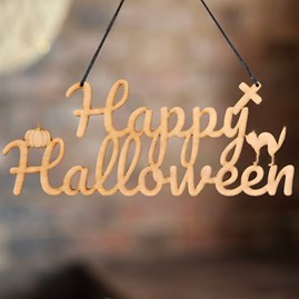 'Happy Halloween' Hanging Wooden Word Sign Wooden Handmade Halloween Hanging Decoration Keepsake Gifts