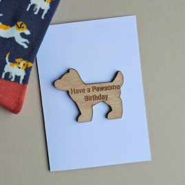'Have a Pawsome Birthday' Wooden Dog Token and Card Wooden Sentiment Token Wooden Keepsake Gift Sentiment Gifts Sentiment Greetings Card