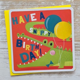 'Have A Snappy Birthday!' Card Children's Fun Bright Colourful Birthday Greetings Card Crocodile