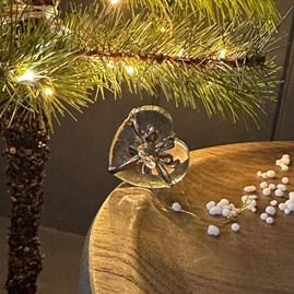 Heart Shaped Glass Present Hanging Christmas Decoration