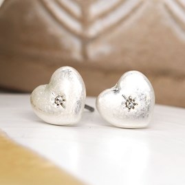 Heart Stud Earrings with Centre Crystal Heart Stud Earrings with Centre Crystal