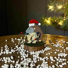 Hedgehog with Fairy Lights Block Christmas Decoration Christmas Table Festive Decorations Metall Standing Block Hedgehog With Lights Shoeless Joe