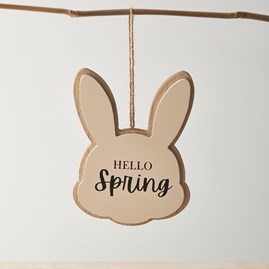 'Hello Spring' Wooden Bunny Rabbit Hanger 'Hello Spring' Wooden Bunny Rabbit Hanger