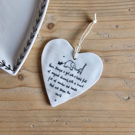 'Here Sleeps A Girl' Round Hanging Heart Home Decorations Homeware Gifts Sentiment Keepsake Gifts Porcelain Gifts Hanging Hanging Heart