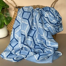 Hexagon Print Scarf in Blue Gifts For Women Scarves And Accessories Hexagon Print Scarf in Blue