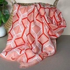 Hexagon Print Scarf in Pink Gifts For Women Scarves And Accessories Hexagon Print Scarf in Pink