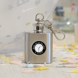 Personalised Wedding Day Hip Flask And Keyring