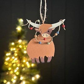 Christmas Decorations Festive Decorations Metal Hanging Highland Cow Shoeless Joe