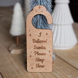 Wooden Christmas Decorations Festive Hanging Decorations Santa Stop Here Door Hanger